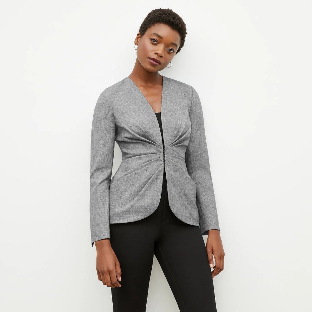MM Lafleur Gray Twist-Front Blazer